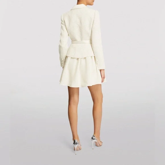 Self - Portrait Tailored Cream Color Boucle Mini Dress - Picture 5 of 16